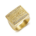 New Hip Hop Stainless Steel Gold Diamond Men's Ring