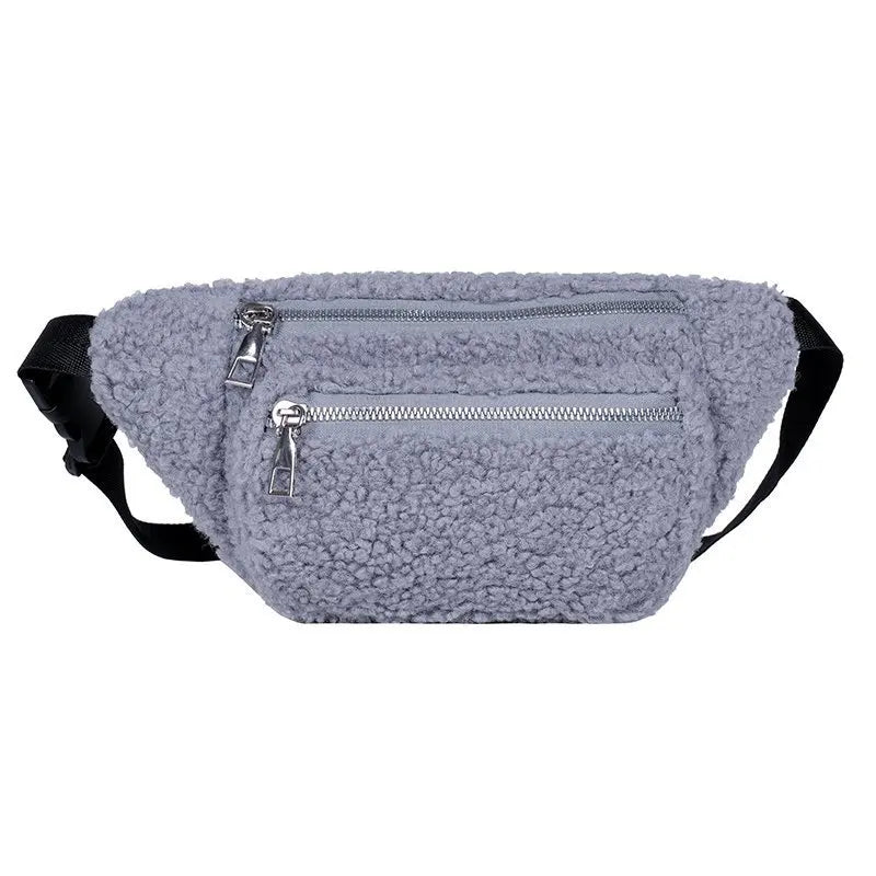 2024 Hot Selling Winter Plush Purse Sling Crossbody Travel Running Fanny Pack Custom Print Logo Vintage Casual Sport Waist Bag
