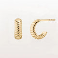 LOZRUNVE 925 Sterling Silver Gold Vermeil Minimalist Chunky Twisted Half Open C Hoop Earring