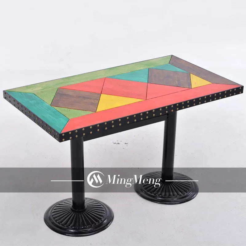 Wholesale Vintage Industrial Dining Table Rectangle Round Dining Table Restaurant Cafe Bar Coffee Shop Eco-friendly Iron Antique