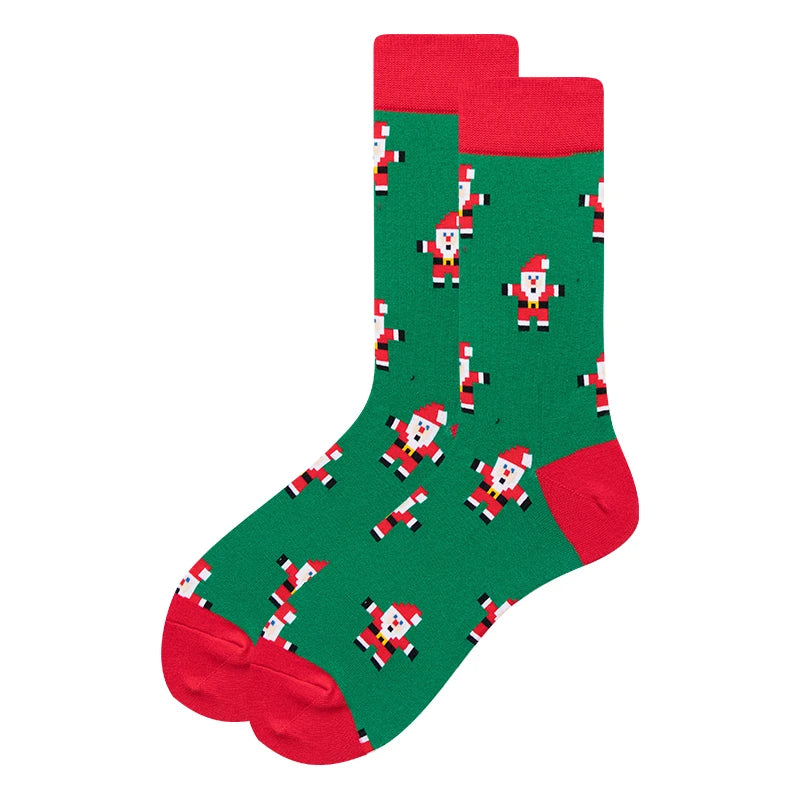 Custom Socks Christmas Santa Gingerbread Man Car Candies Elk Deer Dinosaur Christmas Tree Cotton Socks Crew Men Socks