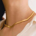 8mm Thick Soft Serpentine Bone Stacking Plated Stainless Steel Snake Pilar Chain Necklace
