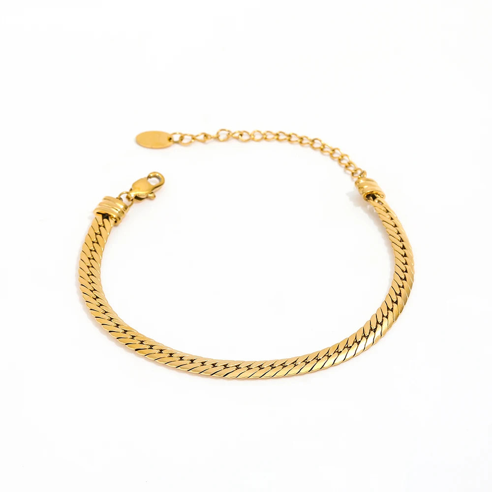 Fenny 18K PVD Gold Plated Simple Chunky Basic Stainless Steel Herringbone Bracelet Stainless Steel Jewelry Wholesale