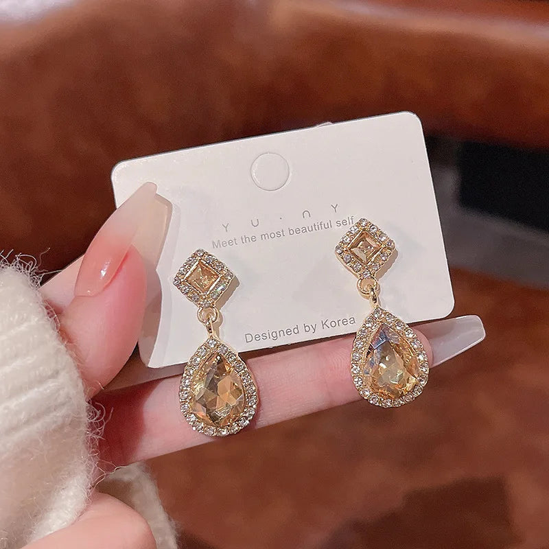Classic Design Water Drop Silver Color Cubic Zirconia Pendant Earrings for Women Wedding Elegant Jewelry 2023 Hot Sale