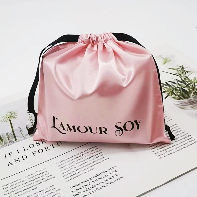 Custom Screen Printing Logo Cheap Silk Satin Extension Hair Bags for Gift Use