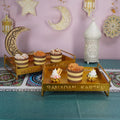 Muslim Festival Party Islamic Eid Mubarak Ramadan Decor Religious Craft Gift Box Metal Ramadan Tray With Handle
