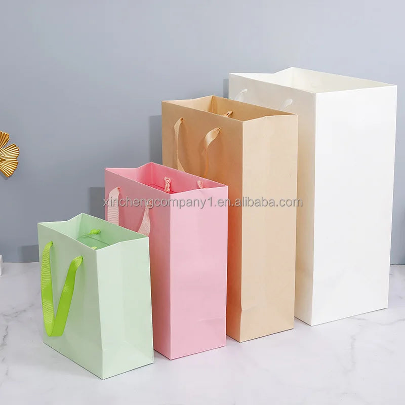 White Brown Kraft Gift Craft Shopping Paper Bag Custom Gift Bags Logo Printing Your Own Logo