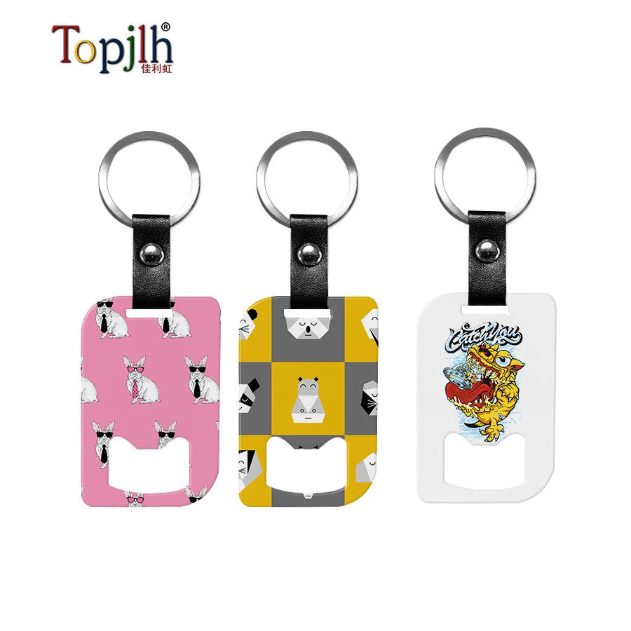 Topjlh Sublimation Blank Customized Promotion Stainless Steel Bottle Opener Keychain Beer Opener Metal Can Opener Keychains