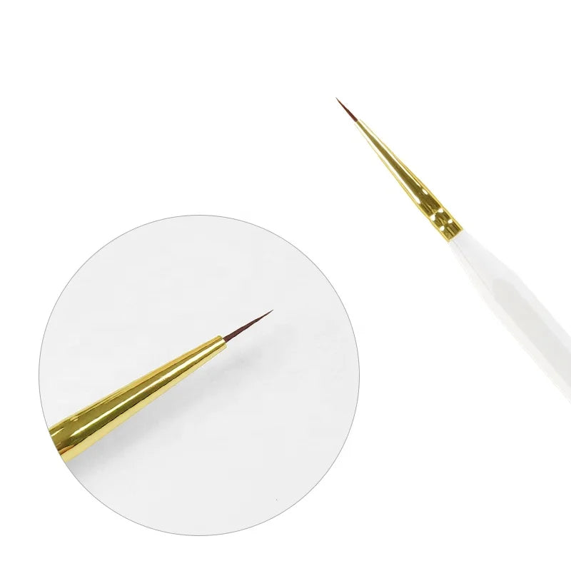 Baowang Professional Luxury Nail Liner Brush Set Soft Nylon Bristles Wholesale Custom White with Private Logo for Nail Art BW4-2