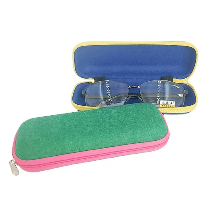 Xinhe Fashion Zipper Felt Knitted Glasses Box Fabric Custom logo Sunglasses case