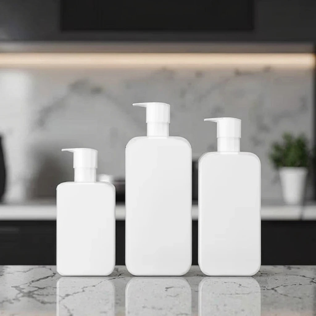 Wholesale Custom HDPE Square Lotion Pump Bottles for Skin Care Serum 250ml 500ml Capacity Screw Cap for Shampoo Face Cream