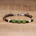 Dainty Natural Olive Green Stone Bracelet for Men Women Green Aventurine Tiger Eye Natural Beaded Healing Stone Bracelet Jewelry