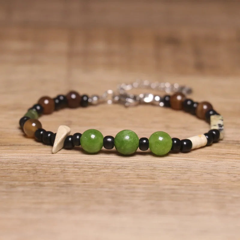 Dainty Natural Olive Green Stone Bracelet for Men Women Green Aventurine Tiger Eye Natural Beaded Healing Stone Bracelet Jewelry