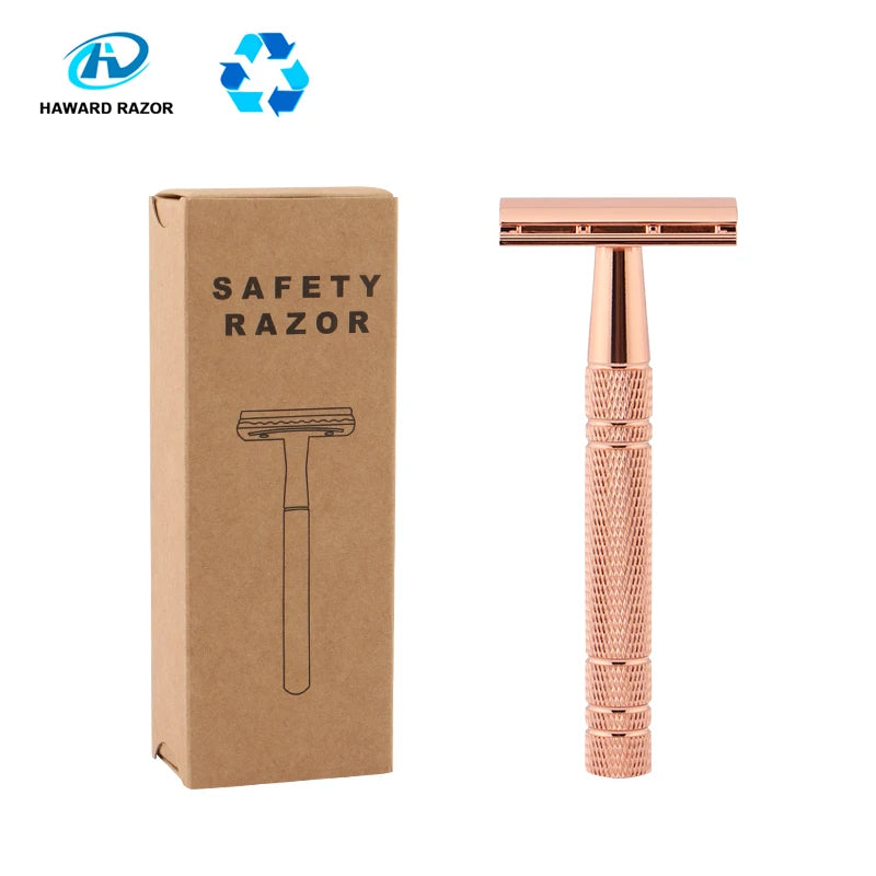 Affordable Double Edge Safety Razor with Aluminium Handle and Zinc Alloy Head Eco-friendly Razor for Smooth Shave