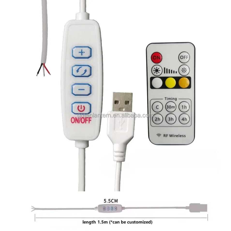 Remote Control USB 5V LED Dimmer Power Supply CCT Dimming Extension Cable With Switch RF Timing Remote for DIY LED Night Lights
