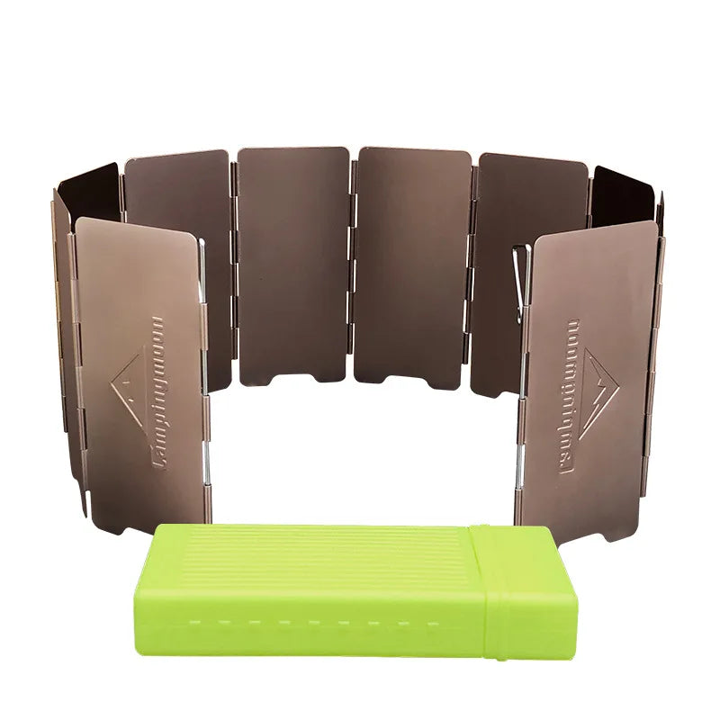 Campingmoon YD8 Aluminium Alloy 14CM High 10 Plates Bronze-colored Folding Outdoor Camping Gas Stove Windshield Cooking