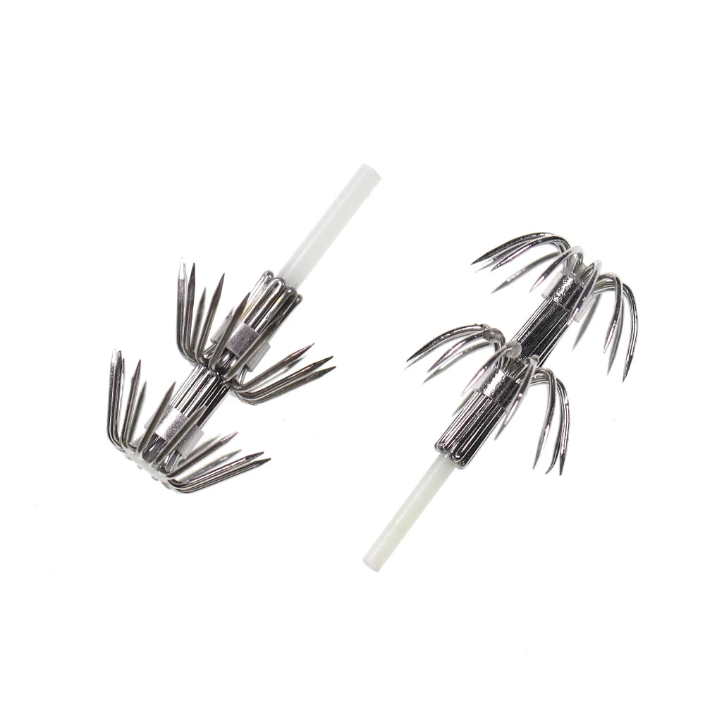 Wholesale Luminous Squid Lure Dual-layer Cuttlefish Octopus Jig Hook Hard Baits Night Fishing Lure DIY Making Tool Tackle