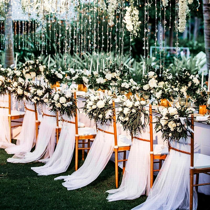 Wholesale Tulle Roll Crystal Organza Sheer Fabric for Wedding Party  Chair Covers  Backdrop  Decoration