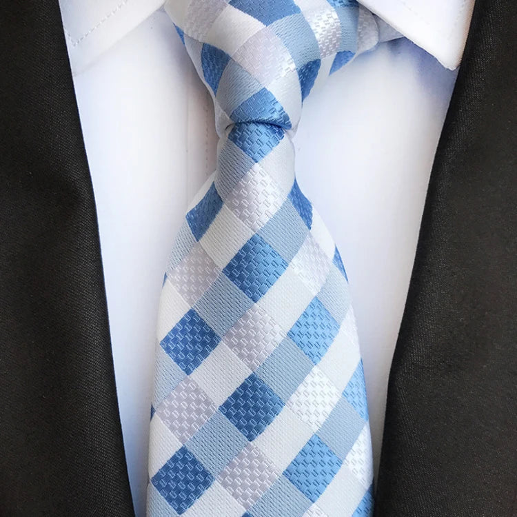 Custom Gravata Fashion Neck Ties for Men Casual Grid Polyester Necktie Gift