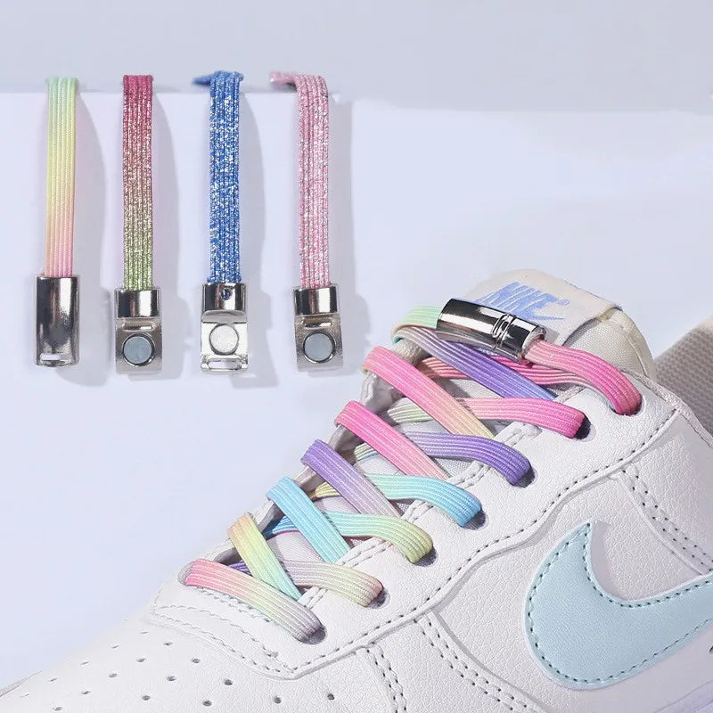 Wholesale Flat No-Tie Elastic Loafer Laces with Magnetic Shoe Buckles Shoe Accessories