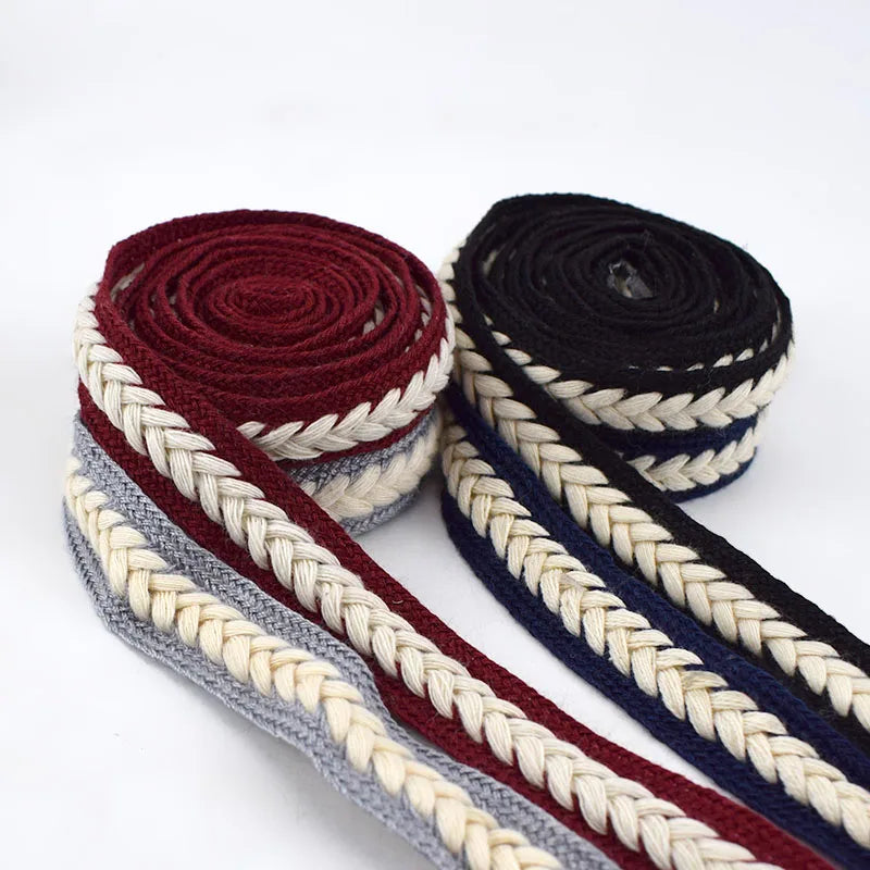 Meetee AP538 Braid Cotton Twist Weaving Ribbon Lace Webbing DIY Sewing Craft Scarf Clothing Decoration Accessories