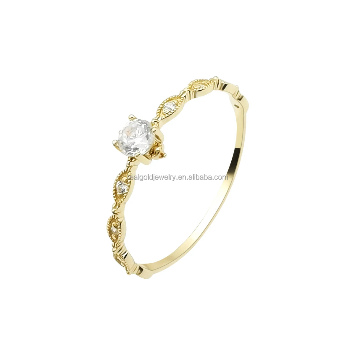 Elegant Designed Solid Pure 14K Gold Ring Small  Minimalist Finger Rings Fine Jewelry