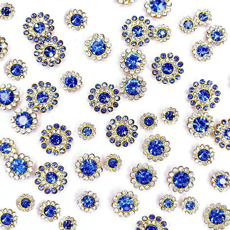 100pcs Metal Base Flower Shape Claw Flatback Rhinestones for Crafting for Clothes Shoes Sewing Accessories