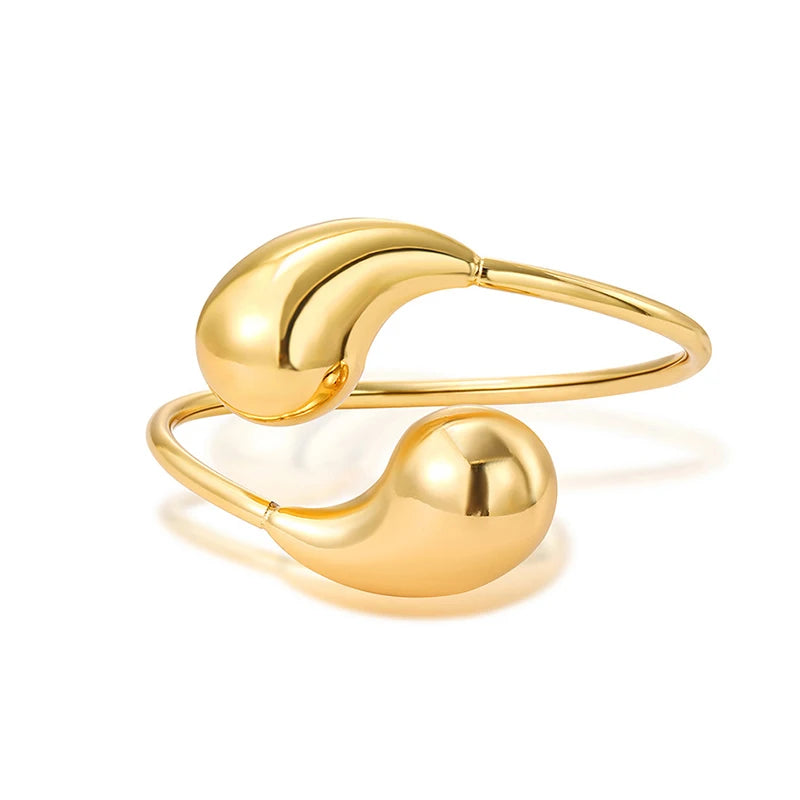 INS Stainless Steel Tear Drop Adjustable Open Bracelet Bangle 18K Gold PVD Waterproof Fashion Jewelry for Women