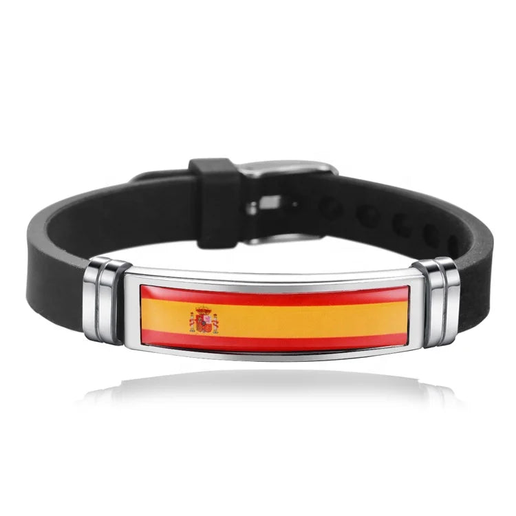 Spain France National Flag Soccer Fans Bracelet Sports Silicone Wristband Rubber Band