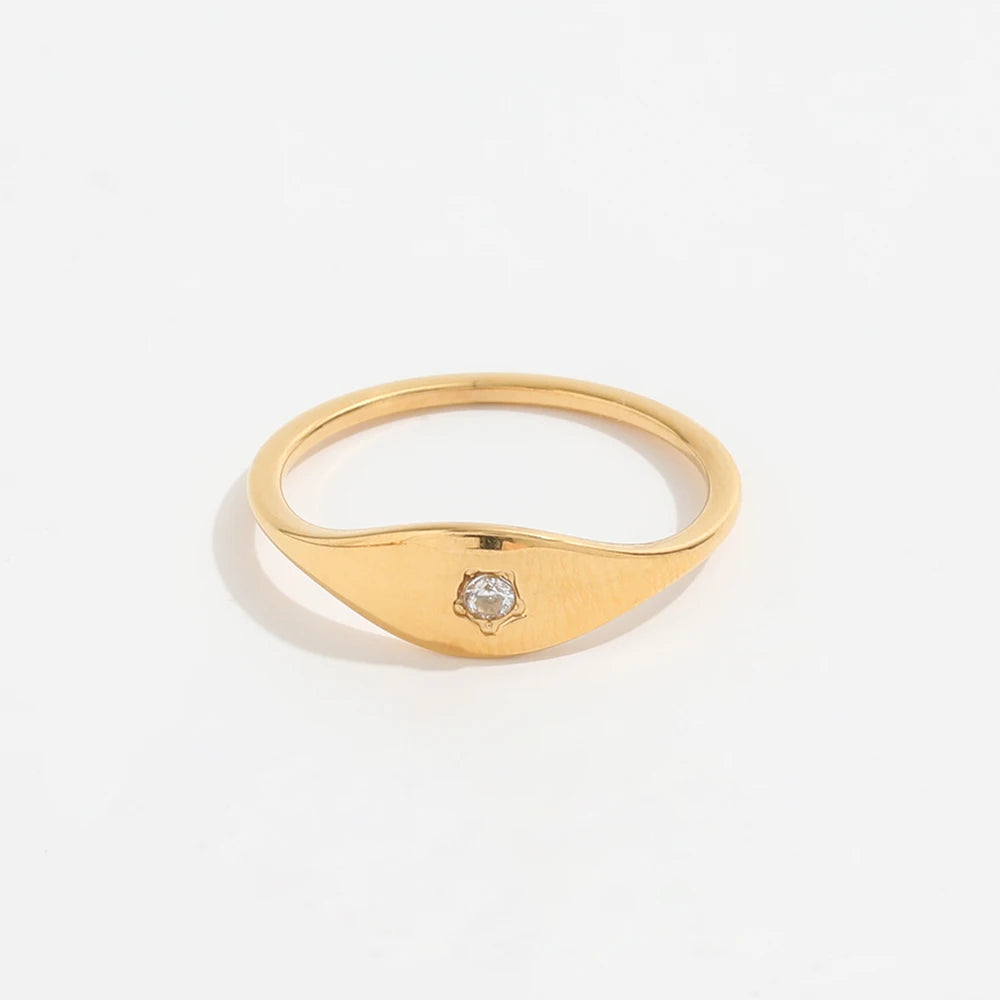 Joolim High End 18K Gold Plated Five-Pointed Zirconia Dainty Rings for Women Finger Ring Wholesale