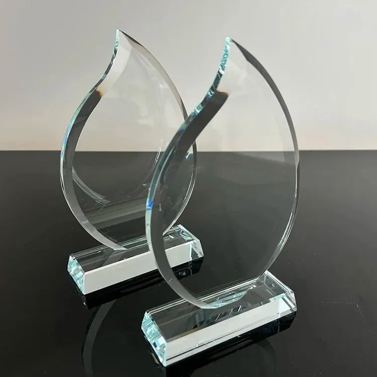 Blank Flame Shape Glass Awards Trophy Plaque MH-NJ0609