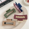 10.5cm New Design Korean Elegant Hair Claw Two Tone Colors Large Matte Rectangle Hair Claw Clips for Woman Thick Hair