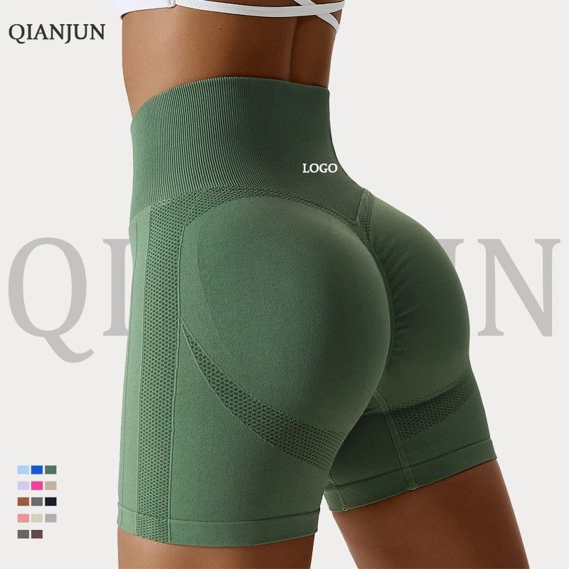 Women's High-Waist Seamless Yoga Pants Scrunch Butt Lift Leggings Custom Logo Spandex Gym Sport Wear Fitness Workout Yoga Shorts