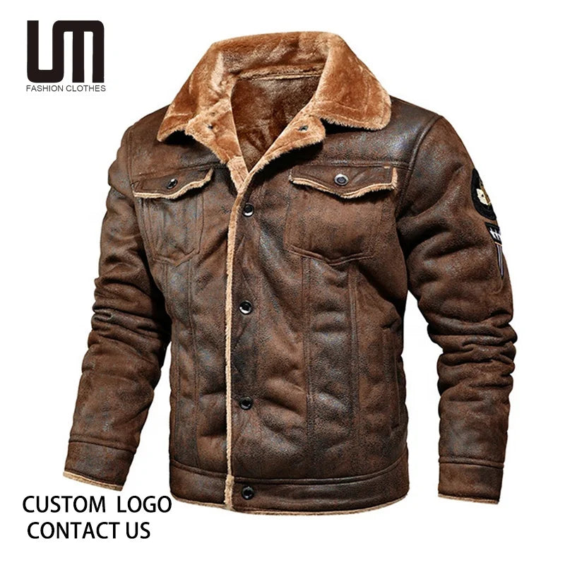 OEM ODM Hot Selling Wholesale Winter Fleece Fur Thick Warm Motorcycle Coats Faux Fur Plus Size Jacket for Men