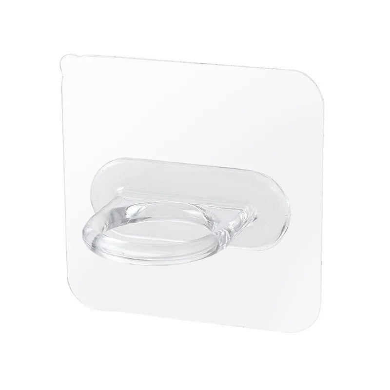 Modern Transparent Plastic Self-Adhesive Multifunction Hook Shelf Support Wall-Mount Hanger Holder for Kitchen Bathroom Cloth