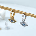 Popular Vintage Silver Devil Eye Zircon Dangle Hoop Earrings Women Blue Eye Huggie Fine Wholesale Silver Jewelry
