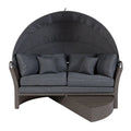 Aluminum Frame PE Rattan Outdoor Furniture Foldable Round Sofa Bed Recliner Day Bed for Courtyard Park Villa