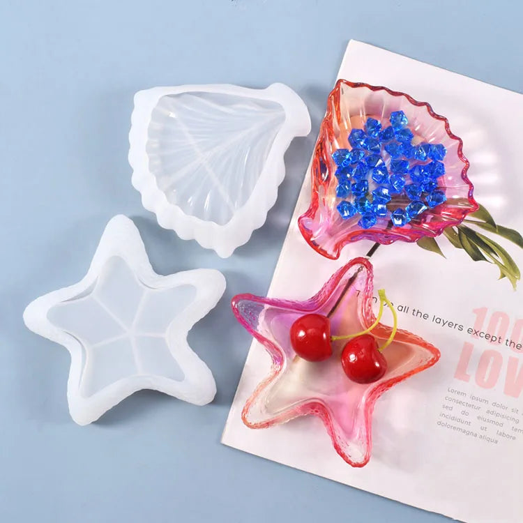 YS DIY Resin Jewelry Tray Mold Silicone Candle Shell Sea Star Dish Fruit Accessories Storage Diy Storage Box Mould Making Tools MegaBDM