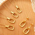 Trendy Dainty 18k Gold Plated Simple Earring and Necklaces Set Stainless Steel Necklace Design Jewelry
