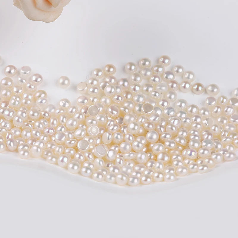 Wholesale Natural 3-3.5mm White Color  Freshwater Button Loose Pearls