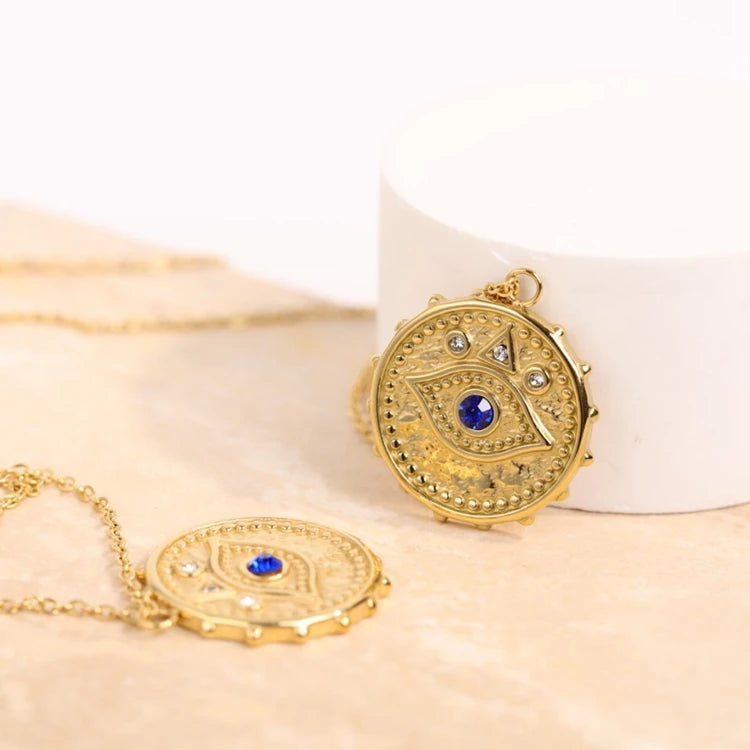 Summer Hot Stainless Steel Gold Plated Evil Necklace Eye Pendant Third Eye Mens Jewelry Women Charm