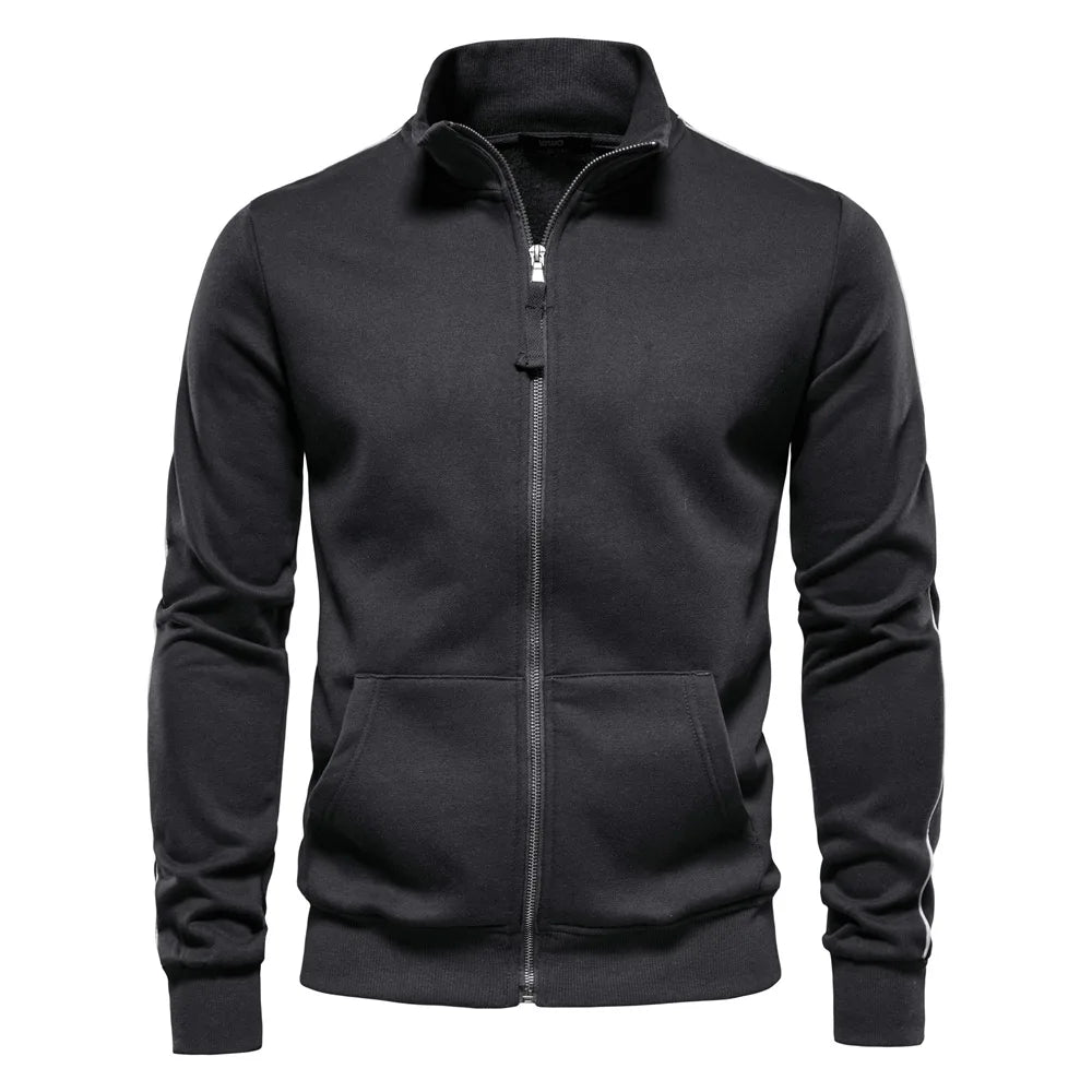 2025 Autumn Winter New Men's Stand-up Collar Zipper Long-sleeved Sweatshirt Men's Sports Casual Coats Cotton Solid Jackets Men