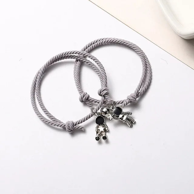 Astronaut Small Magnetite Bracelet Knot Head Rope Bell Bracelet Couple Bracelet Set