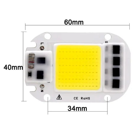 Driverless High Power DOB COB LED Chip DIY 50W AC 220V Smart IC Full Spectrum Floodlight Spotlight IP54 Waterproof 6500K
