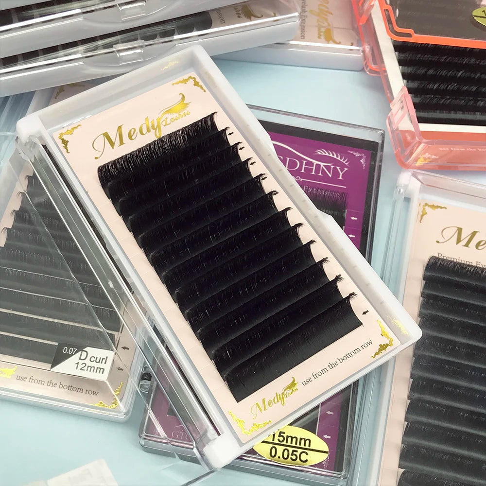 Custom Lash Trays Box Lash Extension Wholesale j B c d CC DD L M 0.03 0.05 0.07 Soft Silk Cashmere Volume Eyelash Extensions