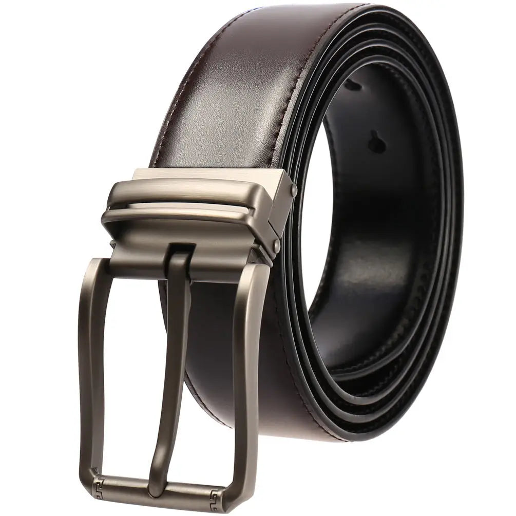 Wholesale Rotating Pin Buckle Belts Casual Double Sides Leather Cowhide Mens Reversible Belt