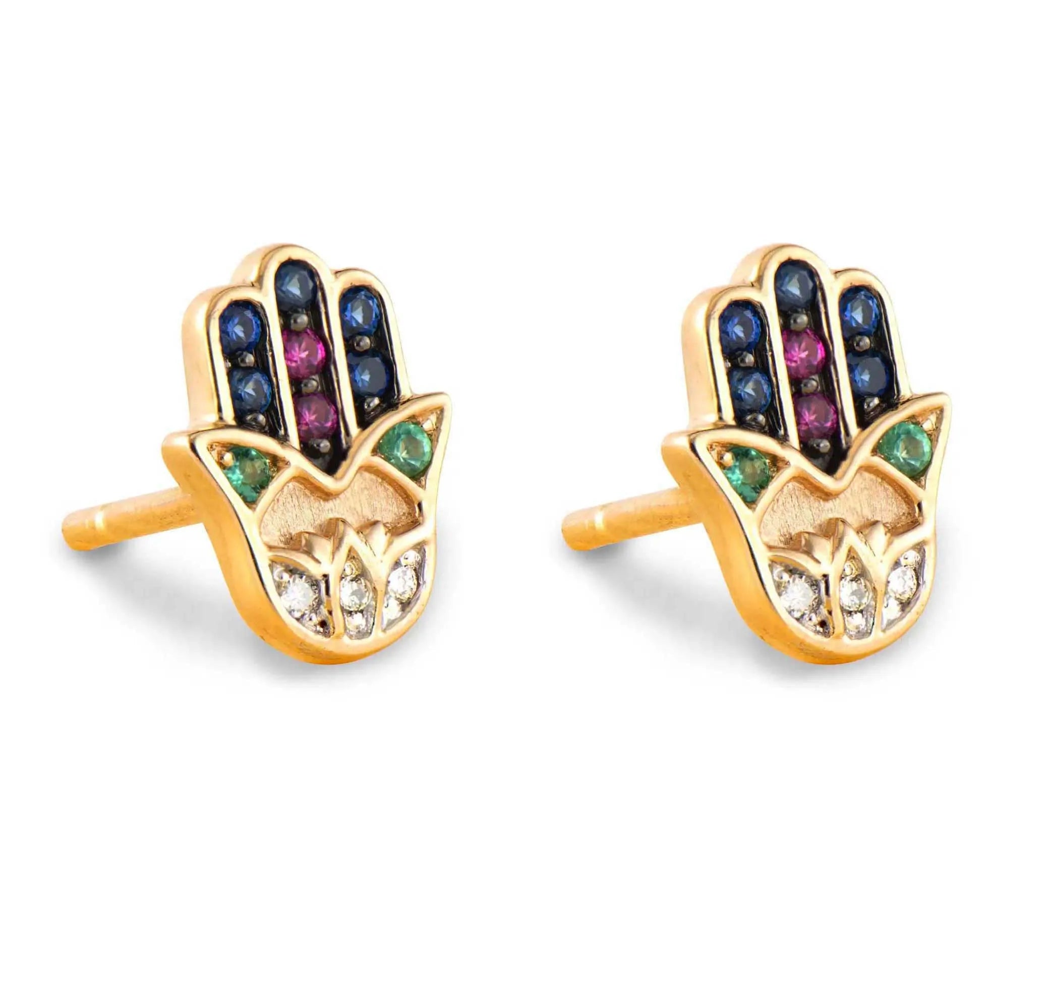 Milskye Unique Fashion Appearance Jewelry 925 Silver 18K Gold Diamond Hand Stud Earrings