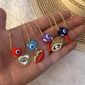 Square Evil Eye Necklace for Women 18k Gold Stainless Steel Chain Jewelry Vintage Chili Pepper Lip Charm Necklace