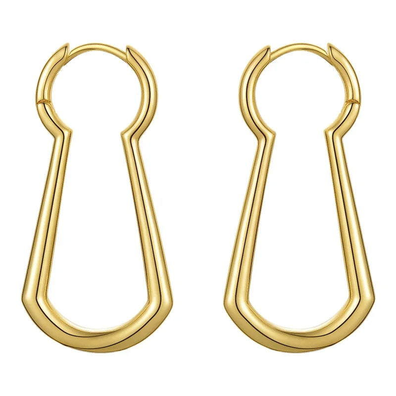 High Quality 18K Gold Plated Brass Jewelry Simple Geometry Drape Accessories Earrings E201187