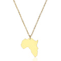 High Polished Gold Plated Africa Map Pendant Necklace Stainless Steel Long Chain African Map Necklace